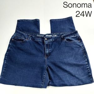 Sonoma Women's Straight Leg High-Rise Stretch Denim Blue Jeans 24W